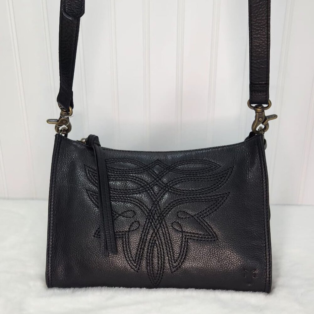 NWT Frye Women's Charlene Leather Crossbody, Black - Picture 5 of 12